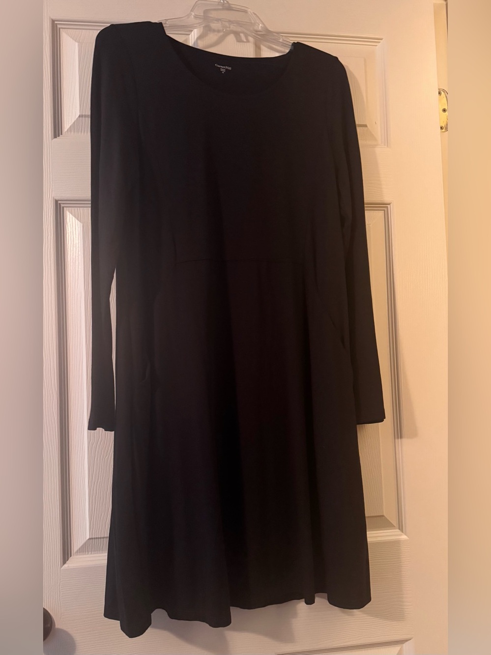Garnet Hill Black Long-Sleeve A-Line Dress
